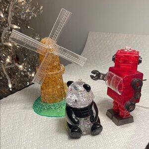 Three Assembled 3D Crystal Puzzles